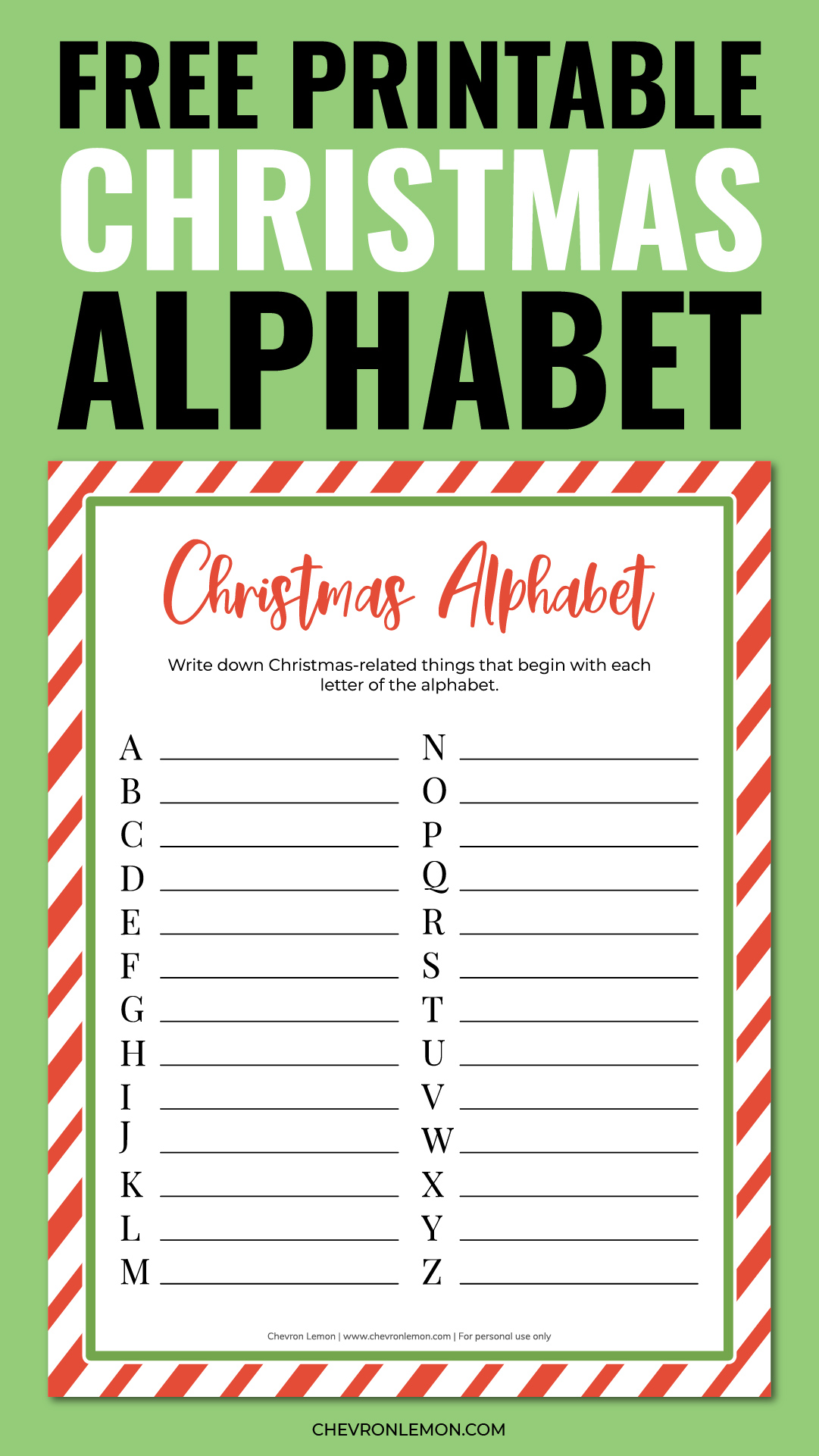 Printable Christmas alphabet