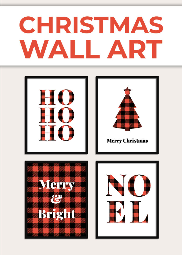 Printable buffalo plaid Christmas wall art