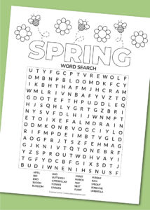 Printable spring word search - Chevron Lemon