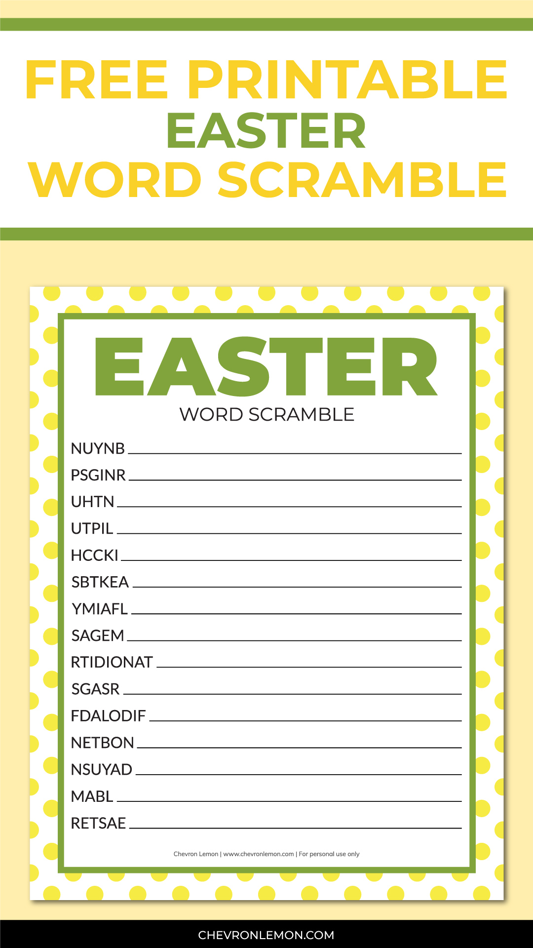 Easter word scramble