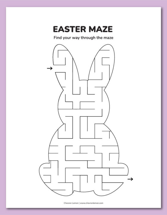 Printable Easter mazes - Chevron Lemon