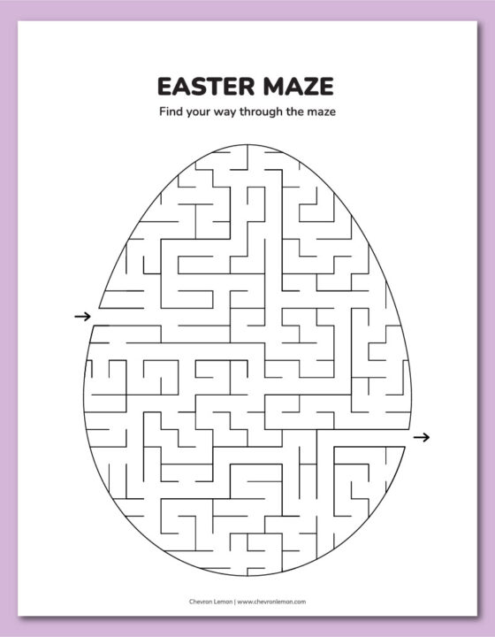 Printable Easter mazes - Chevron Lemon