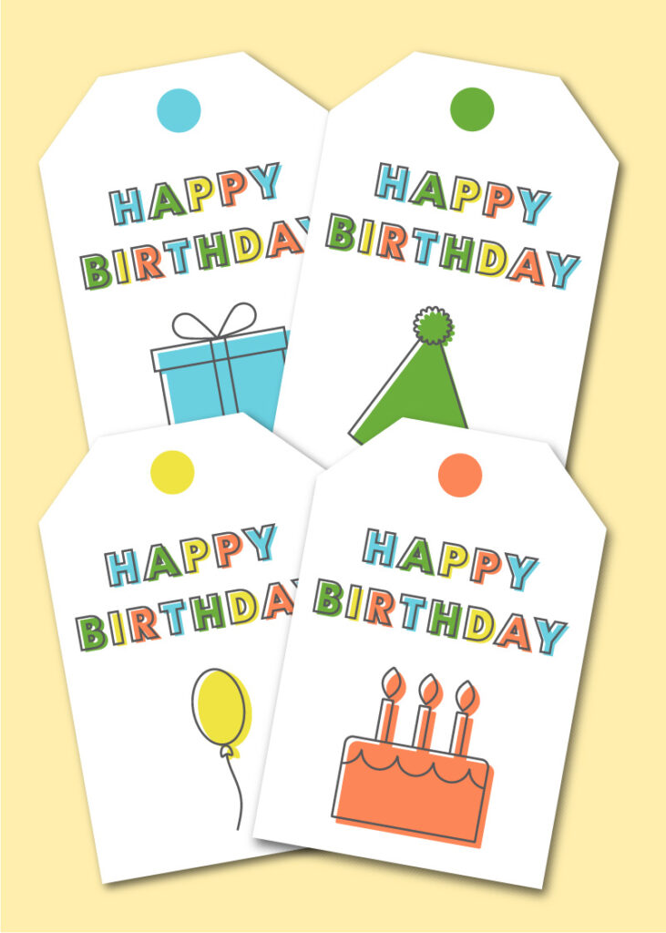 Printable Happy Birthday banner - Chevron Lemon