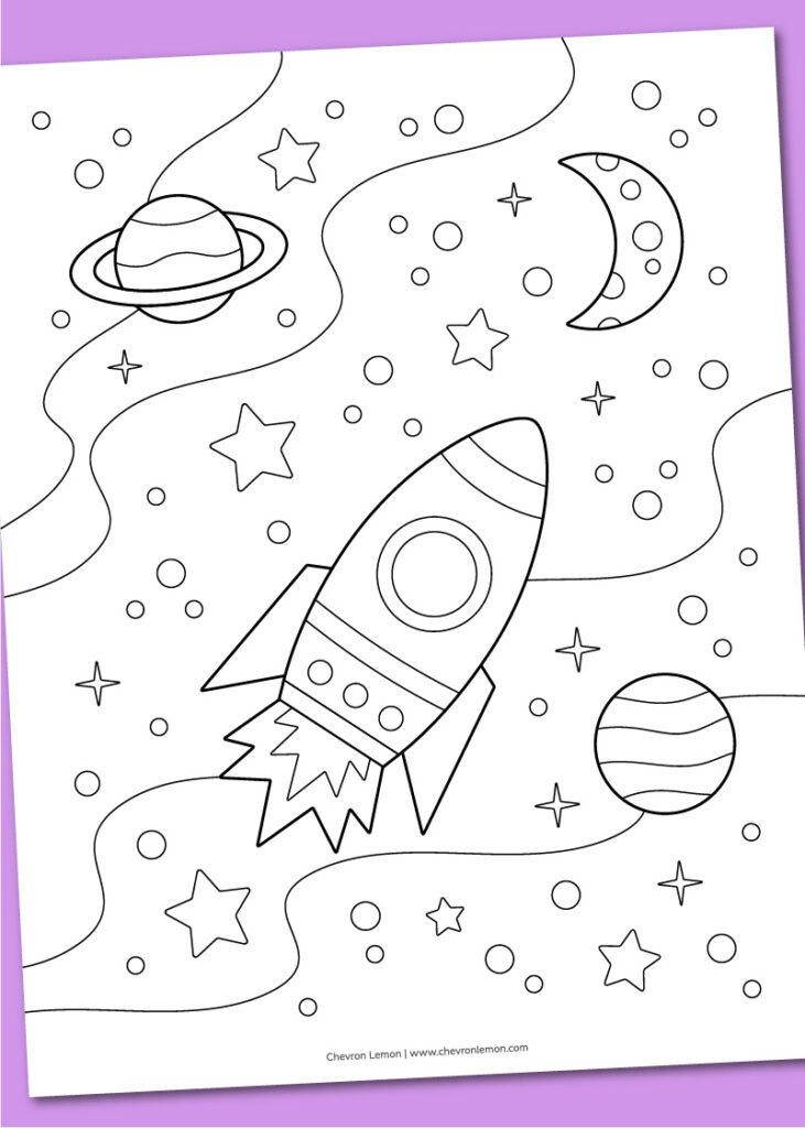 Printable space coloring page - Chevron Lemon