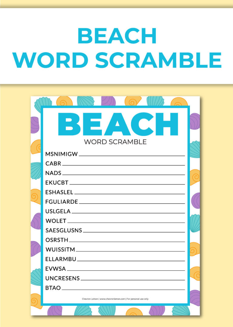 Beach word scramble