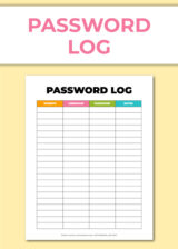 Printable password log - Chevron Lemon