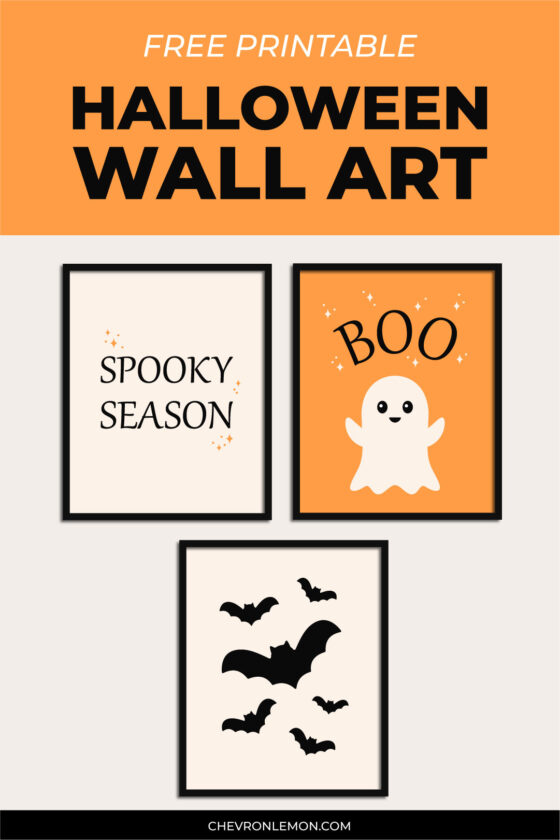 Printable Halloween wall art - Chevron Lemon
