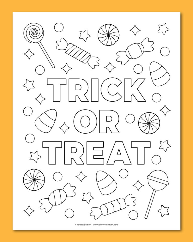 Trick or treat coloring page