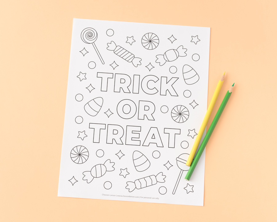 Trick or treat coloring page