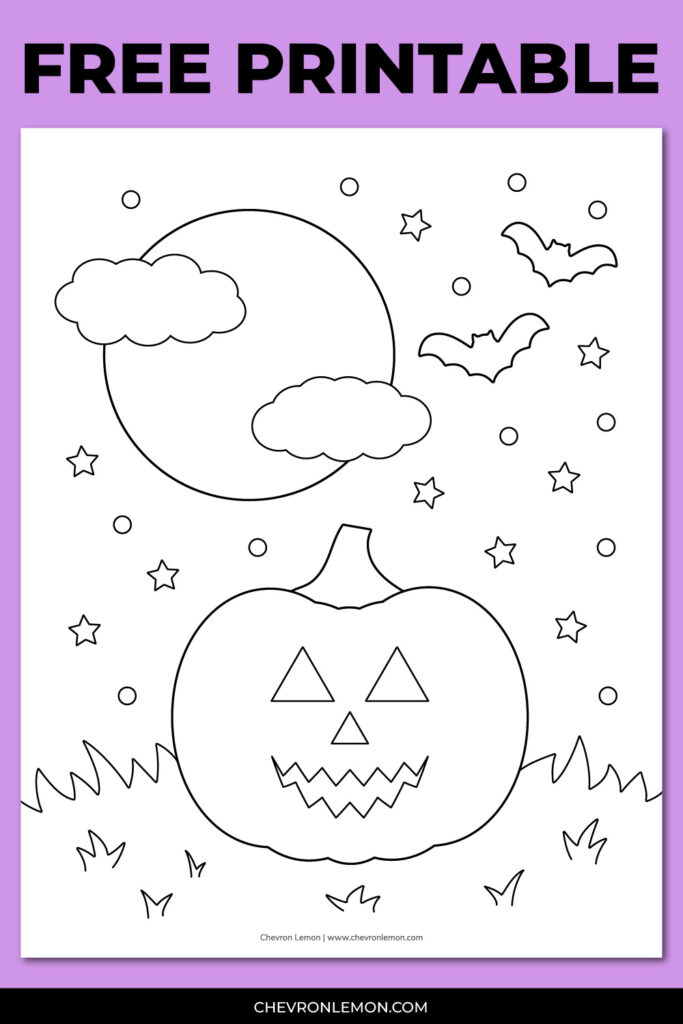 Printable Halloween coloring page - Chevron Lemon