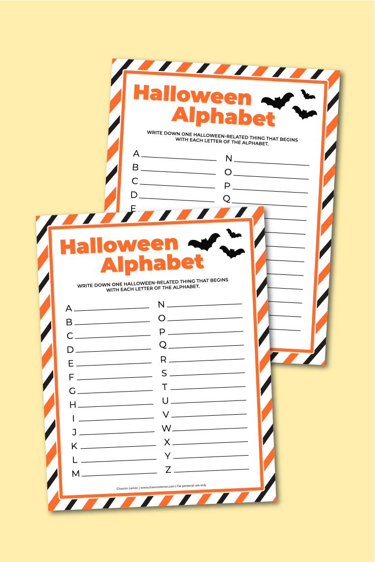 Printable Halloween alphabet