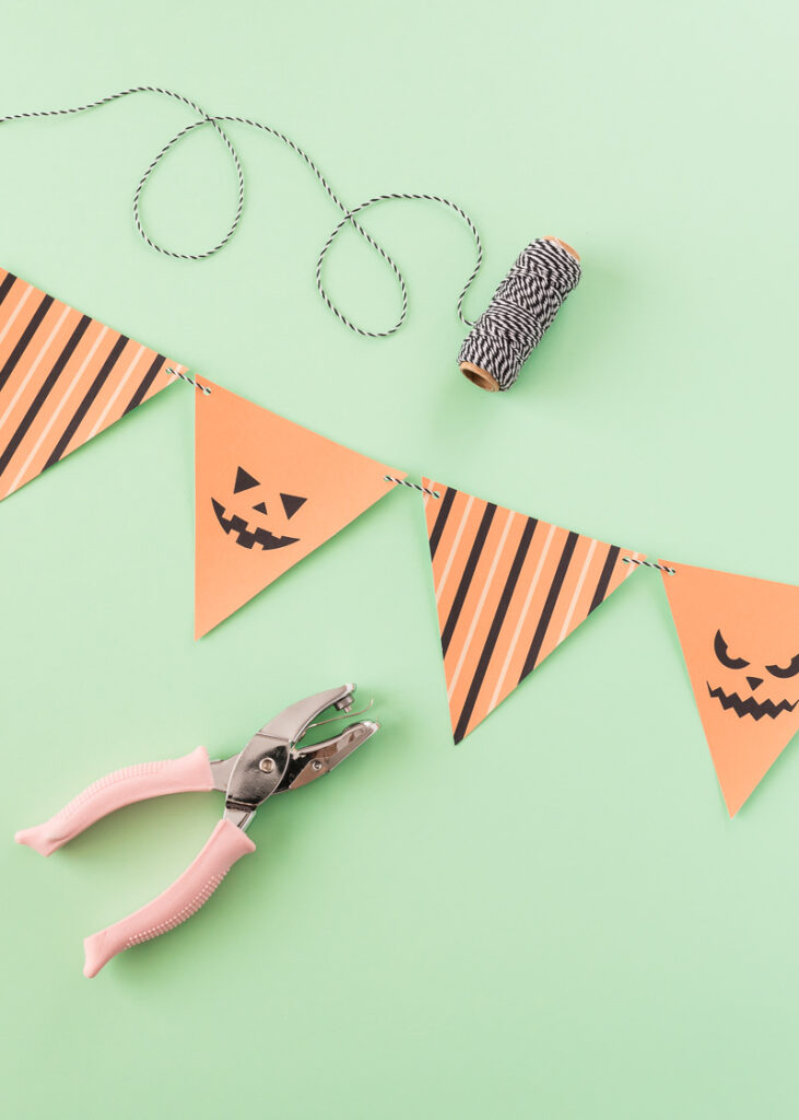 Printable Jack O Lantern Bunting Chevron Lemon