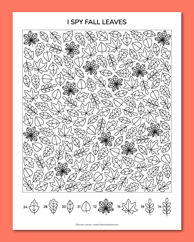 Printable I spy fall leaves