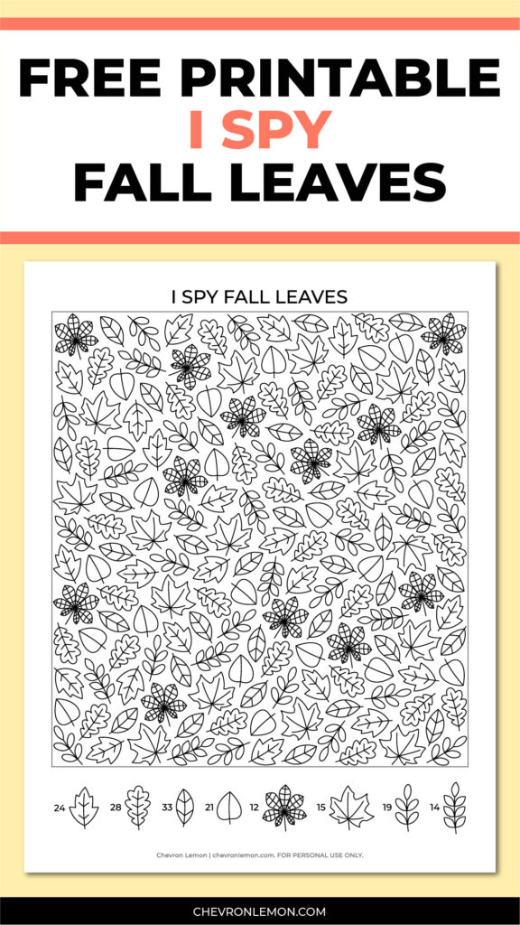Printable I spy fall leaves - Chevron Lemon