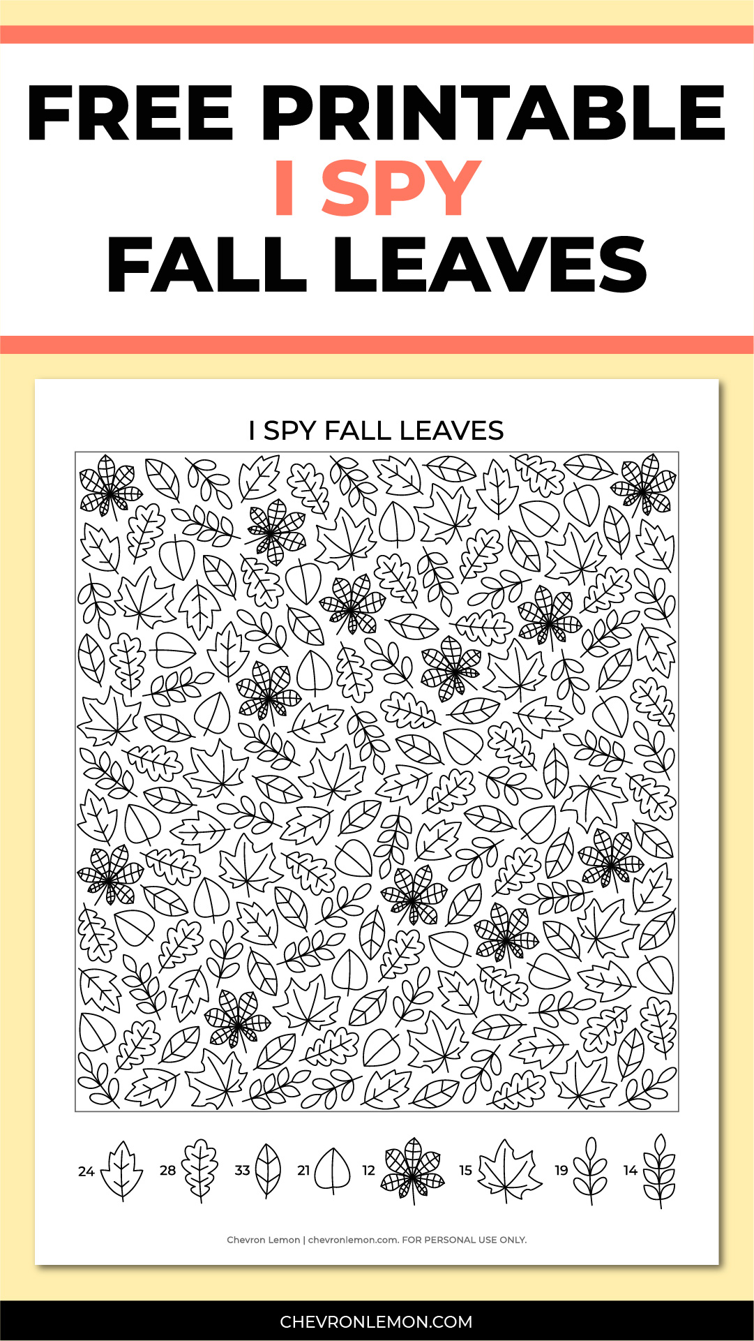 Printable I spy fall leaves