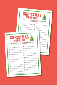 Printable Christmas word list - Chevron Lemon