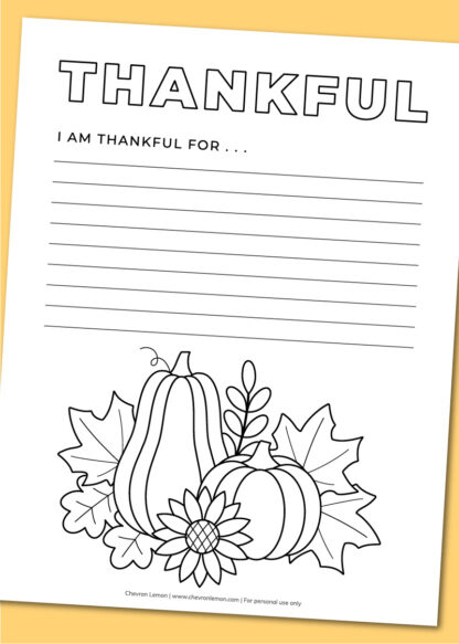 Printable Give Thanks coloring page - Chevron Lemon