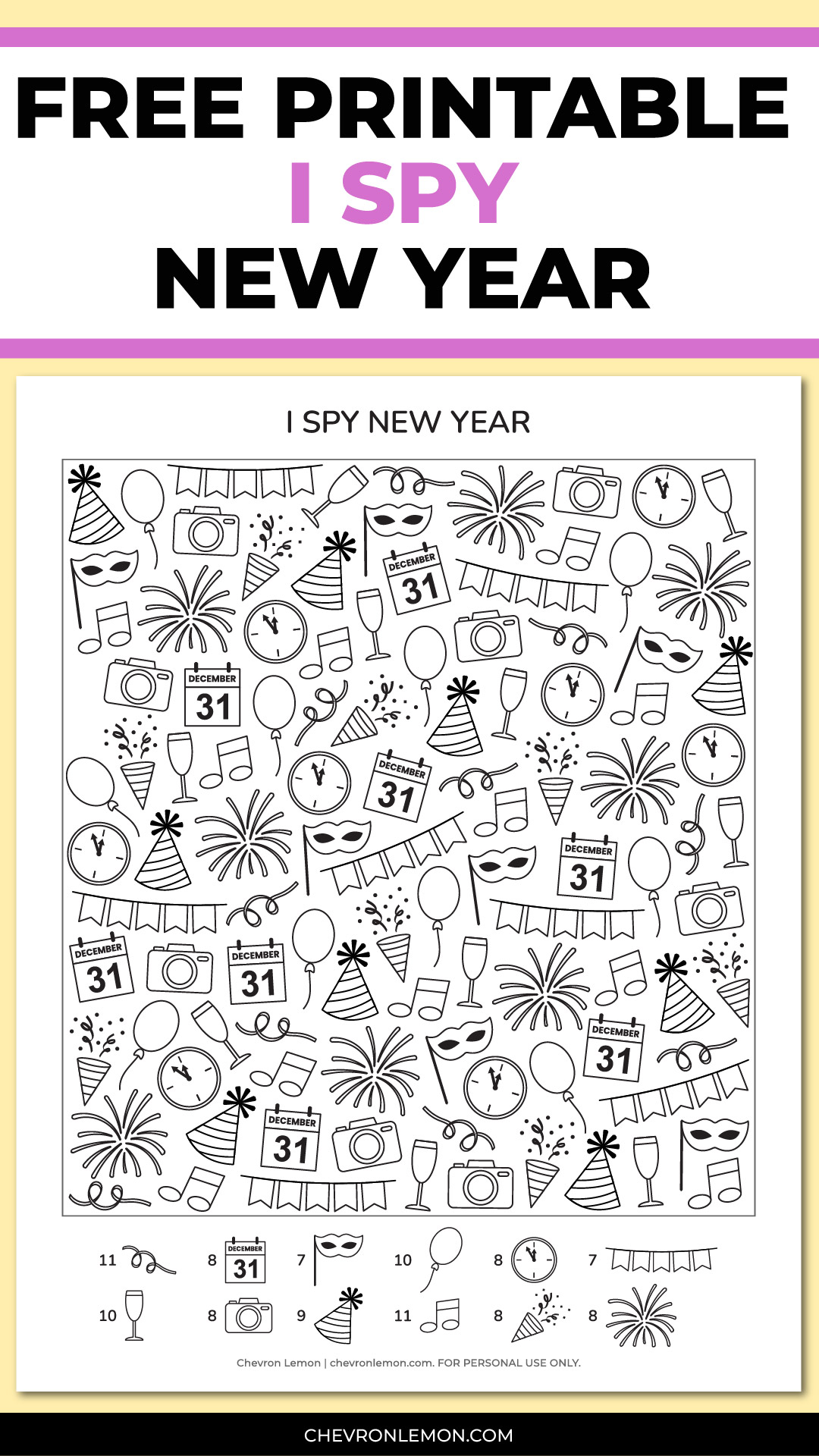 Printable I spy New Year