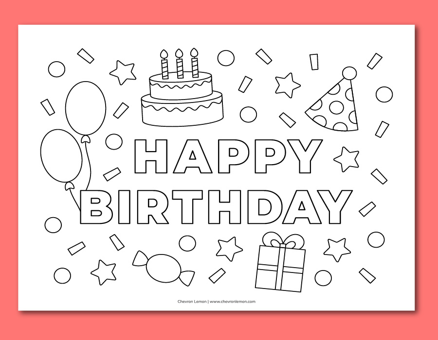 Printable Happy Birthday coloring page