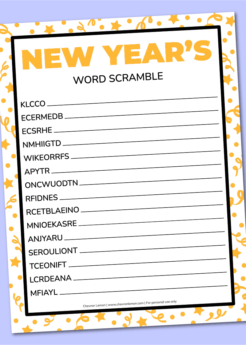 Free New Year Word Scramble Print And Go Activity With, 41% OFF