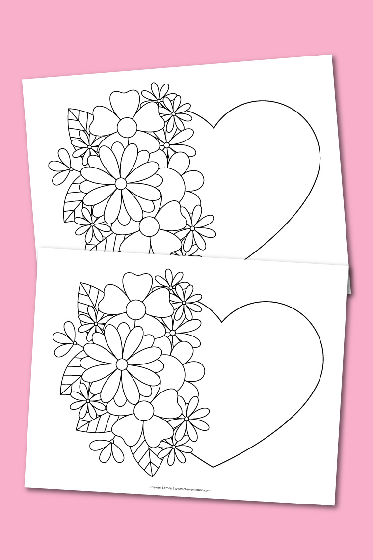 Heart with flowers coloring page