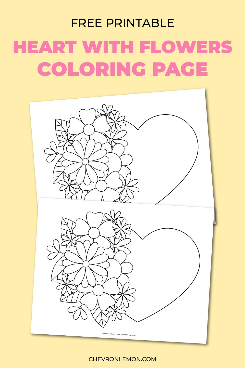 Heart with flowers coloring page