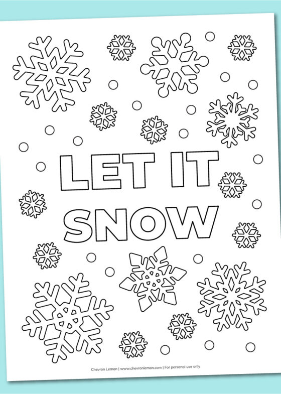 Printable Let it Snow coloring page - Chevron Lemon