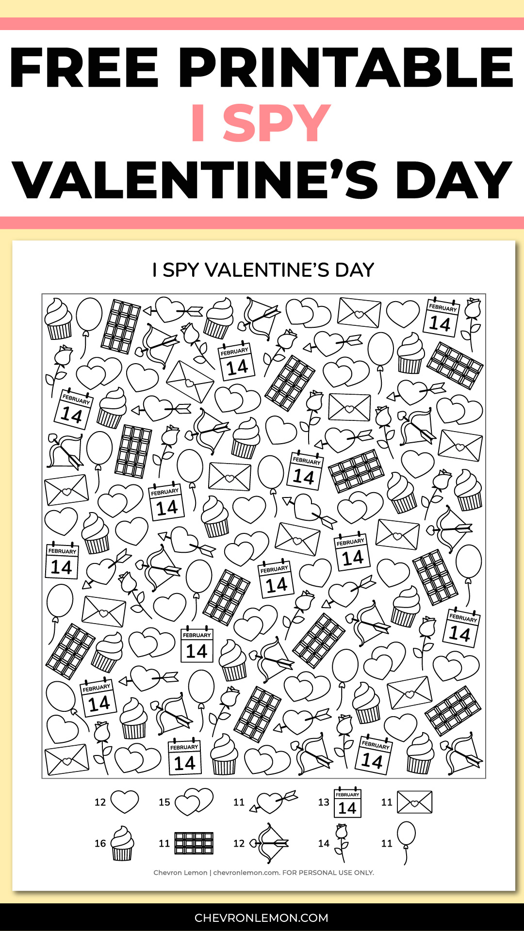 Free printable I spy Valentine's Day