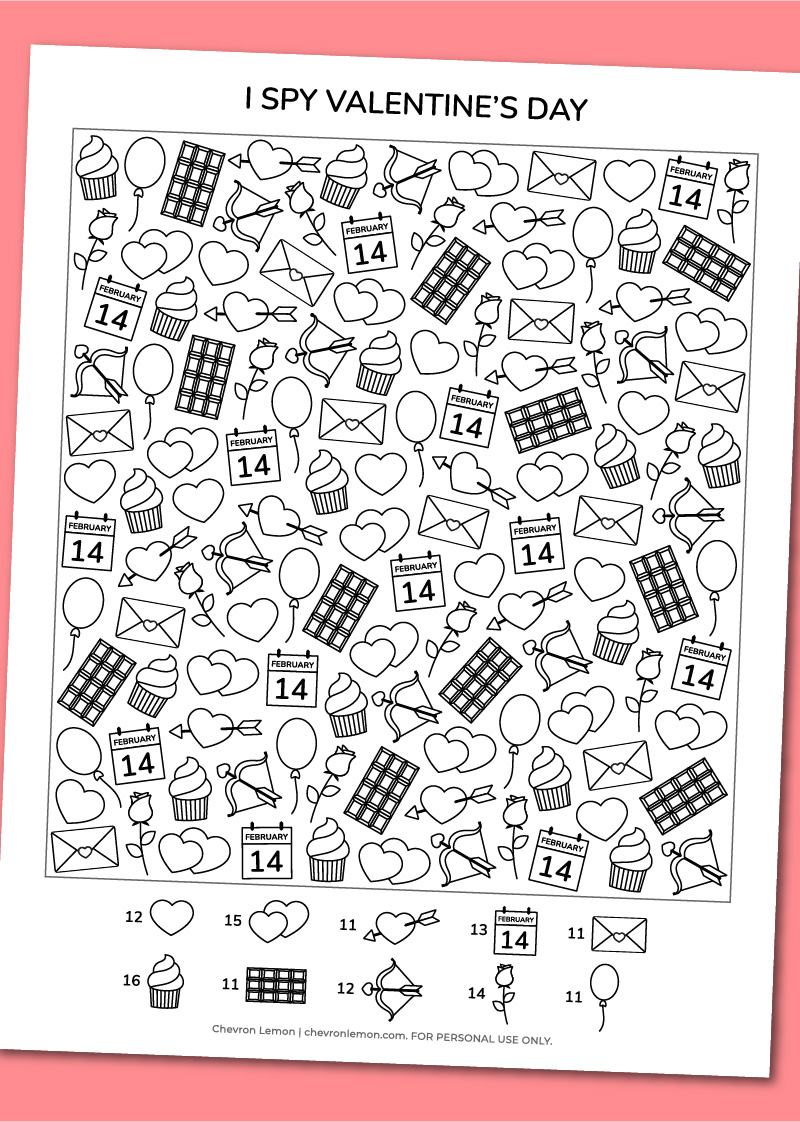 Printable I Spy Valentine s Day Chevron Lemon