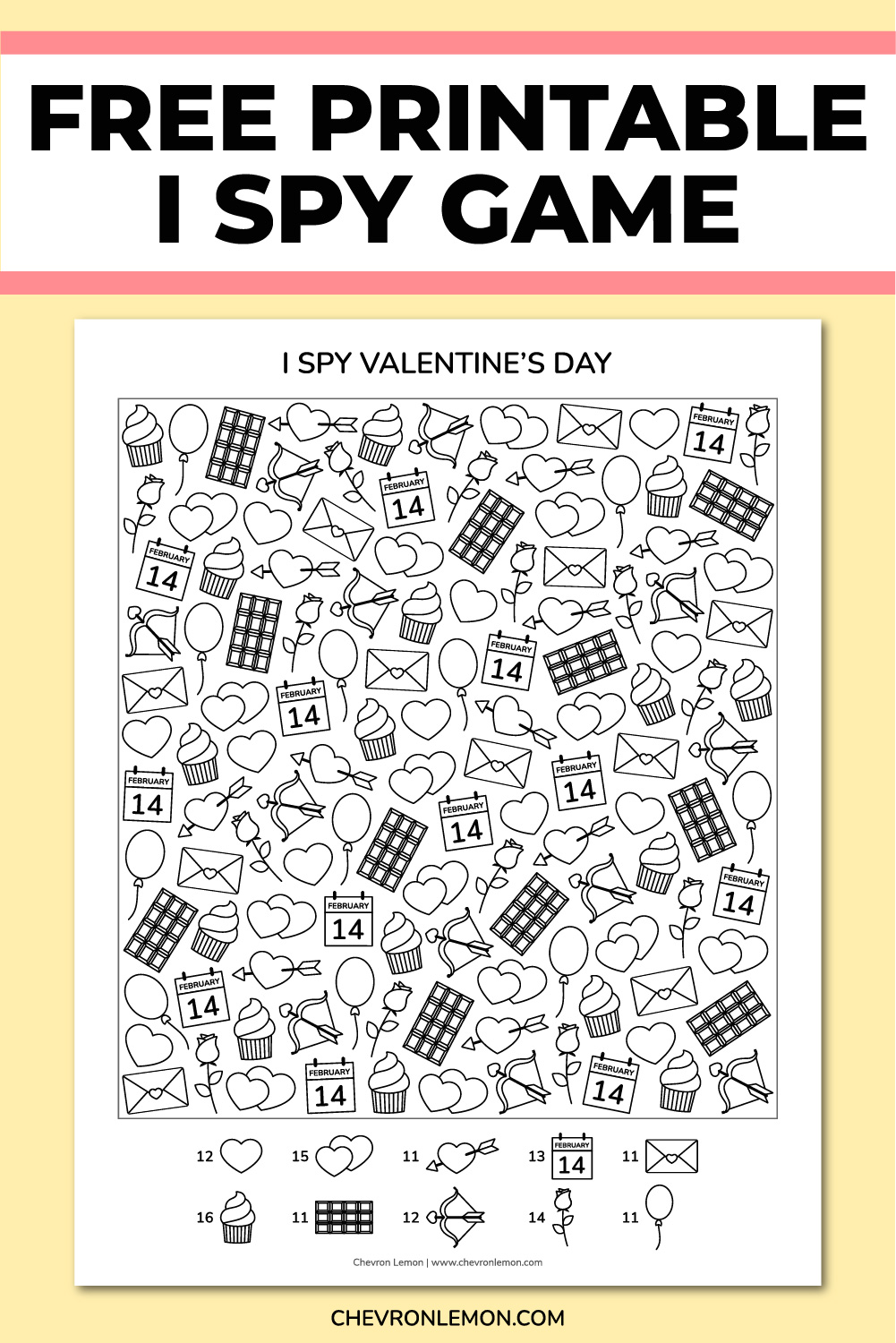 Printable I spy Valentine's Day game