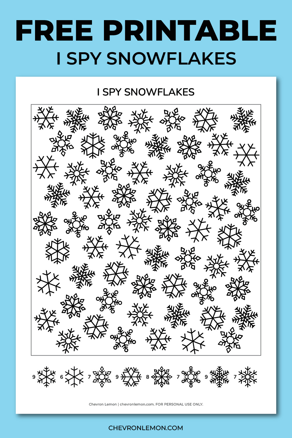 Printable I spy snowflakes