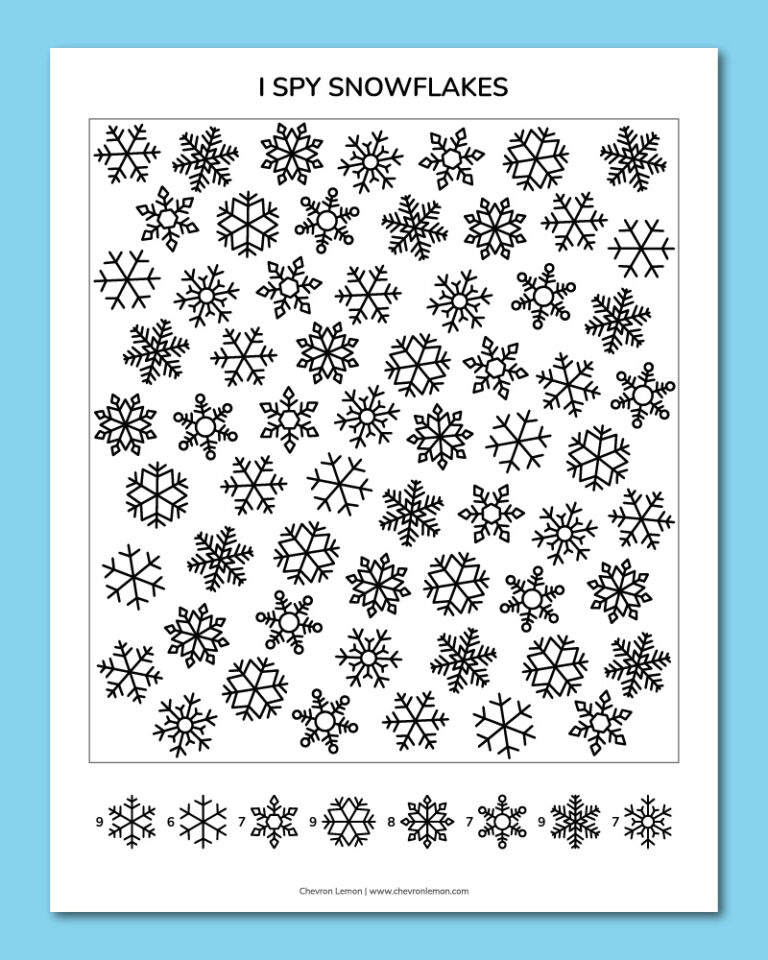Printable I spy snowflakes game