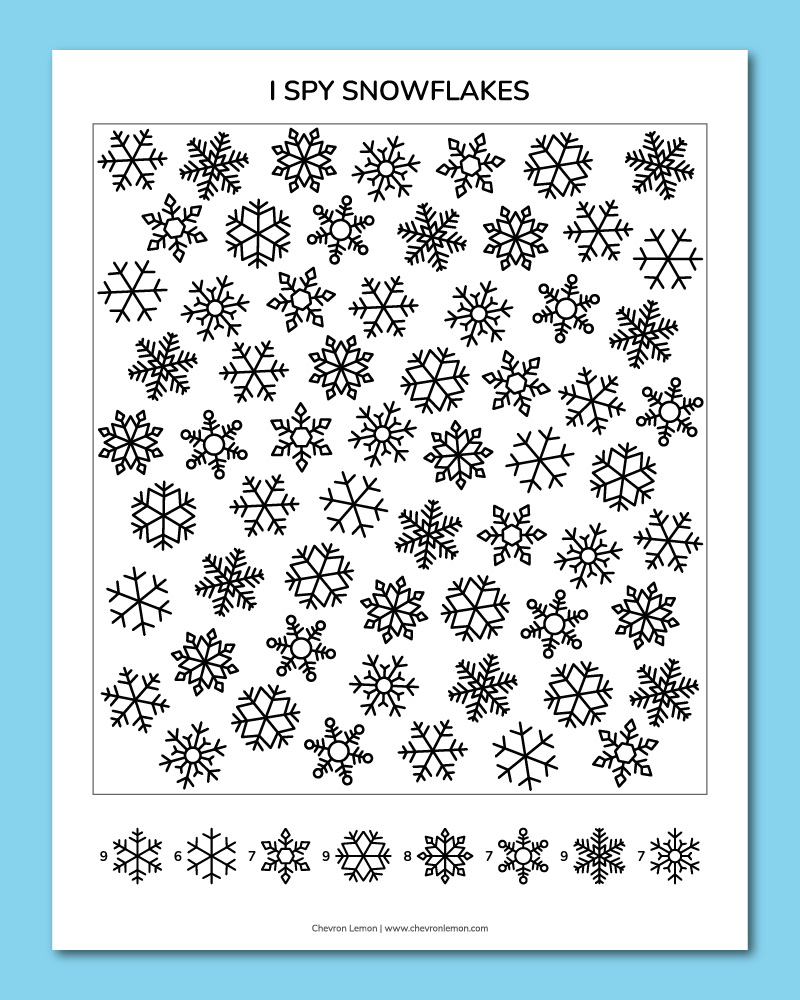 Printable I spy snowflakes game