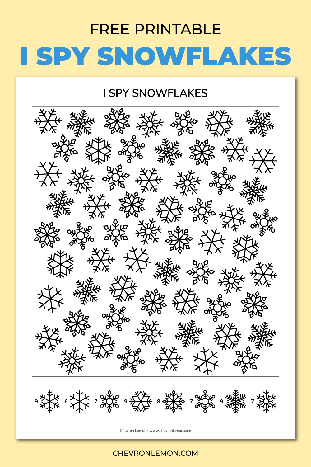 Printable I spy snowflakes game