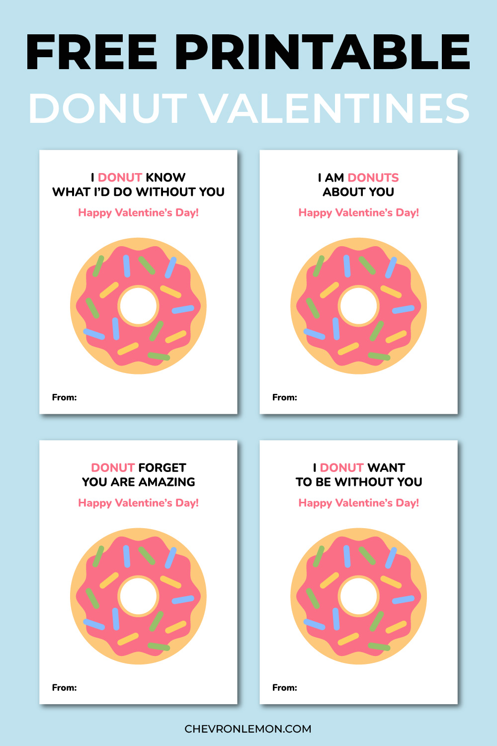 Printable donut valentine cards