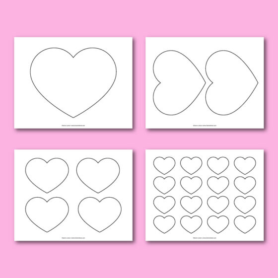Printable heart templates in different sizes - Chevron Lemon