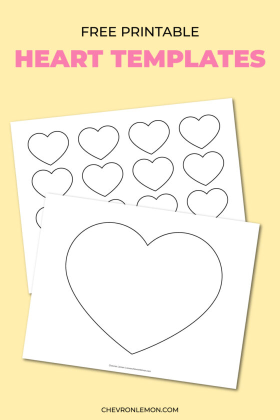 Printable heart templates in different sizes - Chevron Lemon