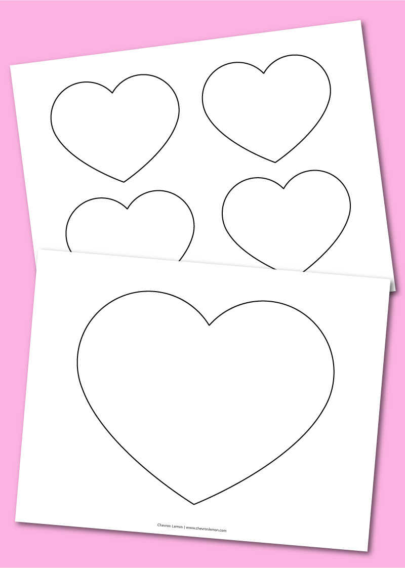 Printable heart templates in different sizes - Chevron Lemon
