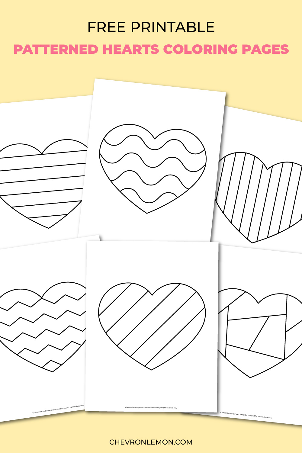 Printable patterned hearts coloring pages