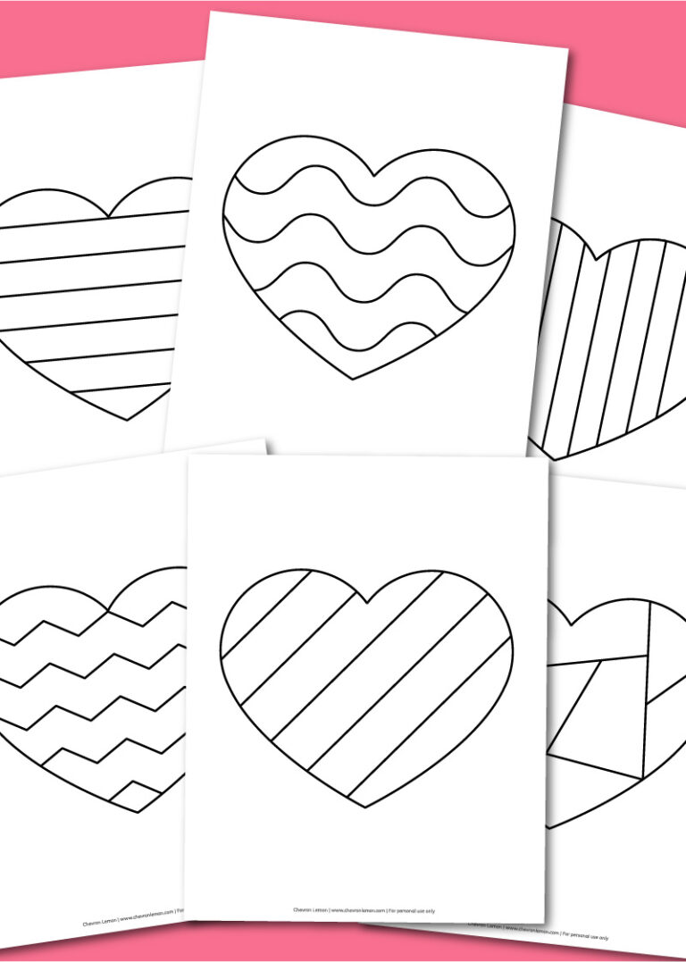 Printable patterned hearts coloring pages