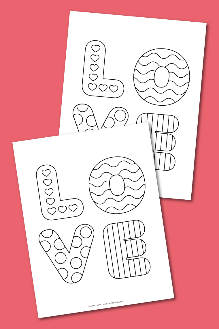 Printable love word coloring page