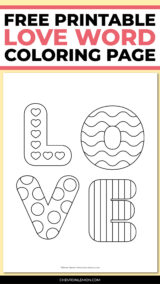 Printable love word coloring page - Chevron Lemon