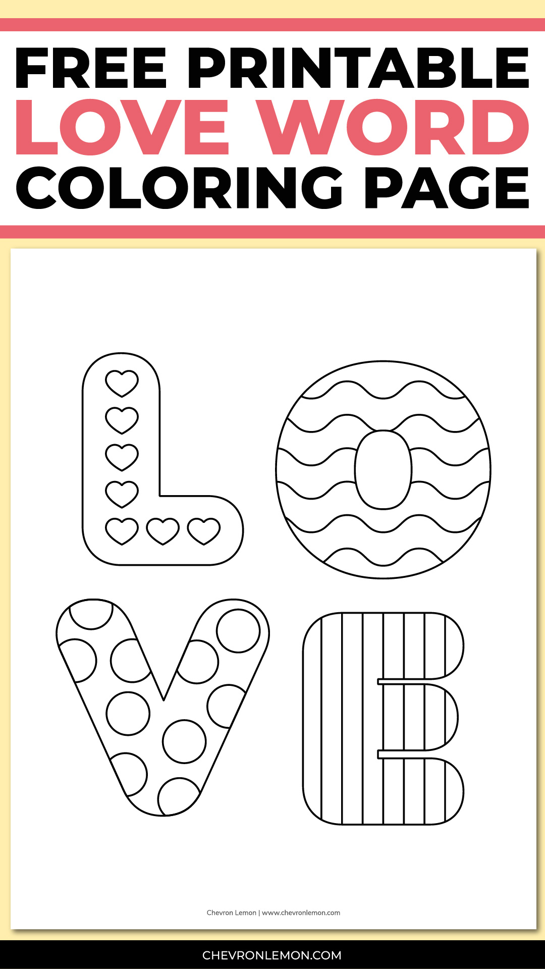 Printable love word coloring page