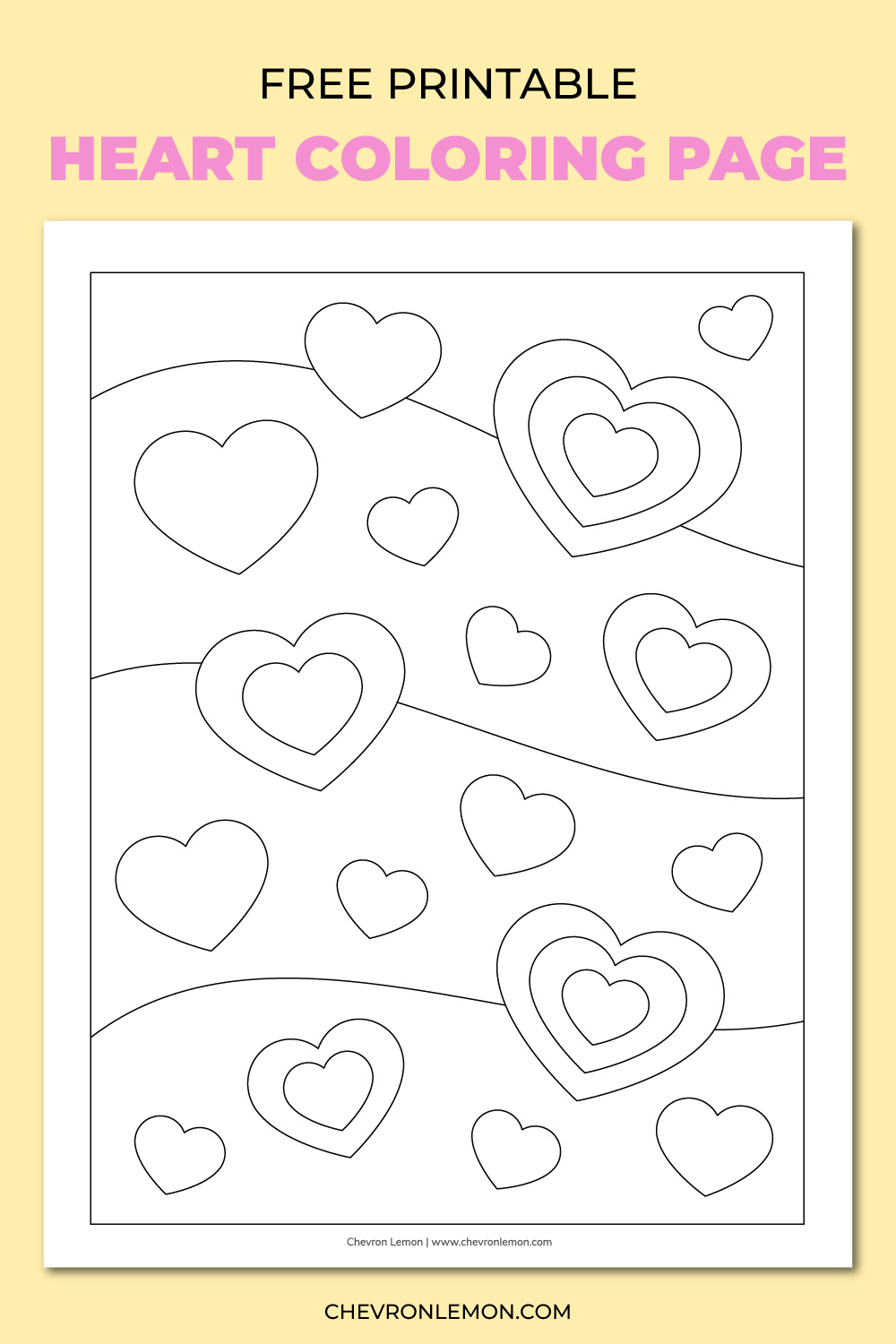 Printable heart templates in different sizes - Chevron Lemon