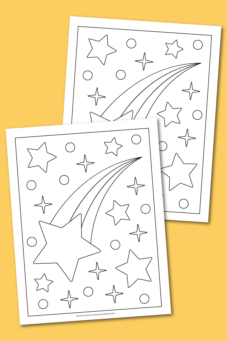 Printable shooting star coloring page - Chevron Lemon