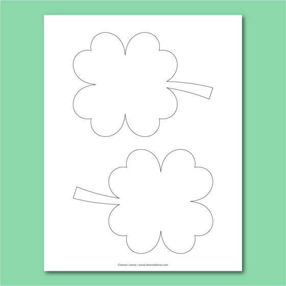 Printable four-leaf clover templates in different sizes - Chevron Lemon