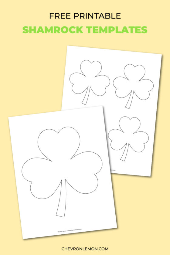 Printable shamrock templates in different sizes - Chevron Lemon