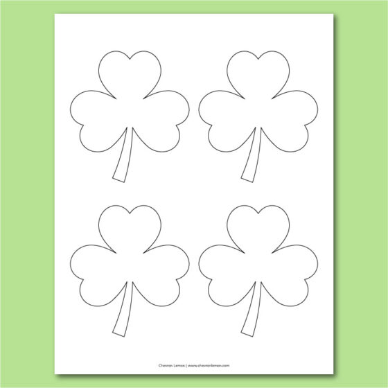 Printable shamrock templates in different sizes - Chevron Lemon