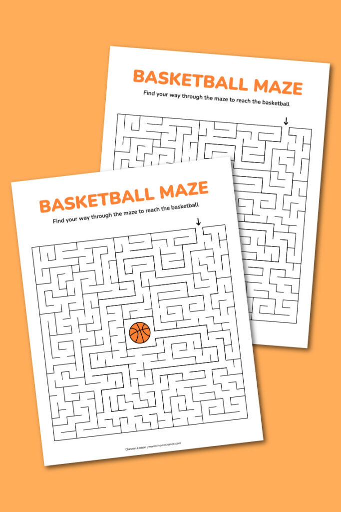 Printable basketball maze - Chevron Lemon