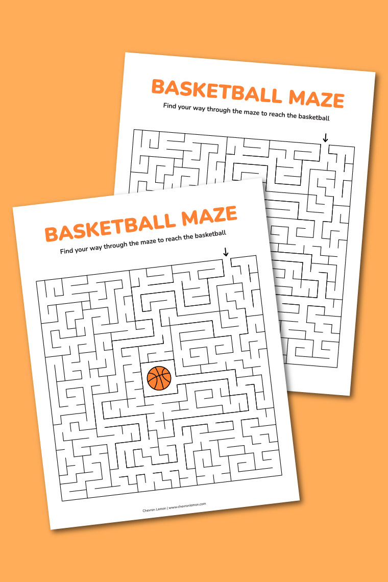 Printable basketball maze